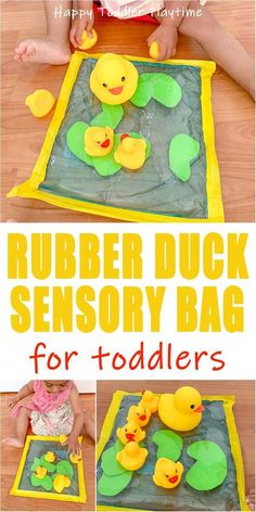 rubber duck sensory bag for toddlers to play with and learn how to use it