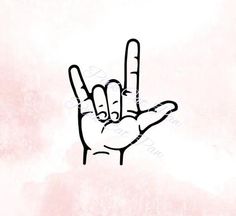 a hand making the peace sign with it's two fingers in front of a pink background