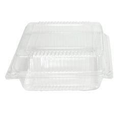 two clear plastic takeout containers on a white background