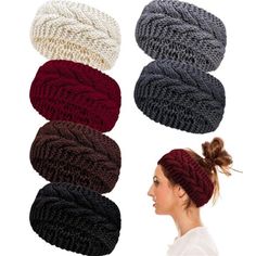 Unique Design There Are 6 Pieces Of Solid Color Twist Knitted Headbands In Our Set, Including Dark Grey, Grey, Beige, Wine Red, Black And Brown, Pretty And Special, Making Your Dress-Up Unique Knitted Headbands The Headband Is Knitted, Which Is Elastic And Soft, Very Stretchable, The Wide Headband Can Bring Warm To You Easily Without Hurting Your Hair, Especially Design For Winter Headband Measurement The Unstretched Headband Measures Approx. 4.3 Inches / 11 Cm In Width And Approx. 7.9 Inches / Winter Ear Warmers, Knitted Headbands, Crochet Turban, Bandeau Au Crochet, Head Wraps For Women, Band Accessories, Crochet Ear Warmer, Hair Band Accessories, Knitted Headband