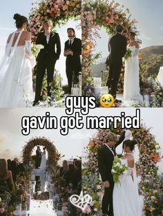 two pictures with the words gays, gavin got married and an image of a bride and groom