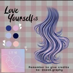 an image of a woman's hair with the words love yourself on it and other items