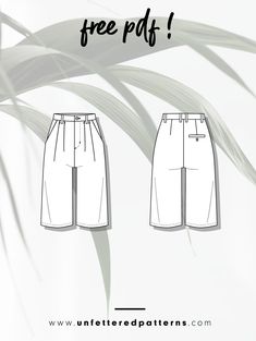 Pleated Bermuda Shorts Sewing Pattern - PDF Download (UP1022) Pleated Shorts Pattern Free, Baggy Shorts Sewing Pattern, Bermuda Shorts Sewing Pattern, Short Pattern Free, Unfettered Patterns, Pleated Pants Pattern, Kids Sewing Patterns Free, Free Patterns Sewing, Shorts Pattern Free