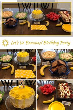 a collage of photos showing different types of cakes and desserts on a table