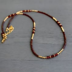 January Birthstone Necklace, Gold Beaded Necklace, Waist Jewelry, Garnet And Gold, Gold Bead Necklace, Garnet Necklace, January Birthstone, How To Make Necklaces