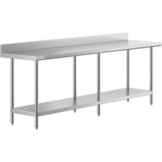 a stainless steel table with two shelves on each side