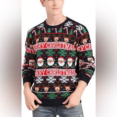 Traditional Knitted Christmas Sweater, Vibrant Colors, Festive Patterns. Pull On Closure, Preferred Hand Wash, Also Machine Washable Mens Christmas Sweater, Christmas Crew Neck Knit Sweater, Blue Hoodie Men, Men’s Christmas Sweatshirt, Men’s Christmas Jumper, 80s Christmas Sweater, Mens Ugly Christmas Sweater, Adidas Zip Up, Navy Crewneck