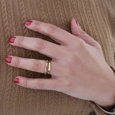 A unique 18K gold plated stainless steel polygon band that can be worn alone or layered with others for those who love to stack their rings.Its dainty shape makes it a statement piece that you will wear for year to come.These rings are very wearable no matter the style. A must for the season.• Fixed size, Available in US sizes 6, 7 & 8• Ring diameter, 0,86in./22mm• 18k gold plated plated stainless steel ring, Nickel Free, Lead Free Modern Adjustable Hypoallergenic Stackable Rings, Modern Gold Plated Stackable Rings As Gift, Gold Stainless Steel Stackable Promise Rings, Modern Gold Plated Stackable Rings Gift, Minimalist Metal Rings With Simple Design, Elegant Gold Stainless Steel Stackable Rings, Modern Yellow Gold Stackable Rings For Gifts, Minimalist Gold Bands For Gifts, Minimalist Stainless Steel Midi Rings For Promise