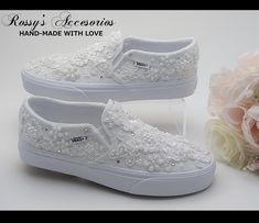 White Slip-on Wedding Shoes, Spring Wedding Sneakers With Round Toe