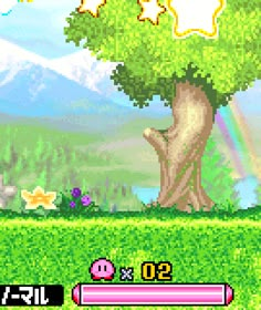 an animal crossing game with trees and mountains in the background