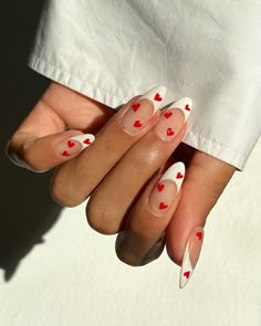 Nails Coffin Valentines Day, Heart Nails French, Nail Inspo Heart, Long Valentines Day Nails, Valentines Day Nails Acrylic Long, Nails Acrylic Valentines Day, Nails Designs Valentines Day, Valentines Day Nails Coffin, Valentines Day Nails Designs