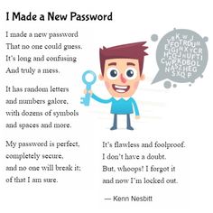 a cartoon character holding a magnifying glass with the caption made a new password