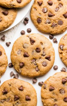 chocolate chip cookies on a baking sheet