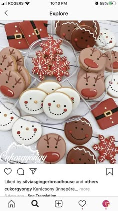 some cookies are on a table with snowflakes