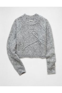 a gray sweater with an x on the front and side, sitting against a white background