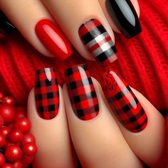 Nails For Fall Simple, Fall Simple Nails, Plaid Nail Designs, Checkered Nails, Festive Nail Designs, Pink Glitter Nails, Graduation Nails, Holiday Nail Designs, Cute Nails For Fall