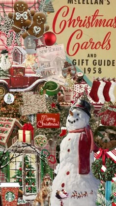 a collage of christmas carols and gifts