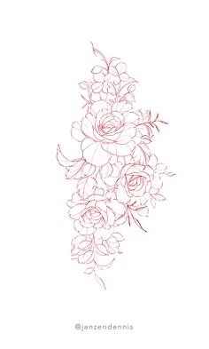 a drawing of flowers on a white background