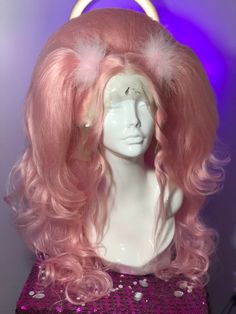 She is a show stopper for sure. 22” inches long Realistic hairline Pink puff accessories included Girls Vanity, Mermaid Parade, Crystal Hair Accessories, 80s Hair, Hair Accessories Pearl, Metal T Shirts, Pink Cotton Candy, Tropical Blue, Naples Fl