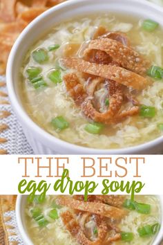 the best egg drop soup recipe is made with chicken, green onions and cheese