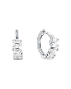 Suzanne Kalan 18K White Gold Diamond Thin Huggie Hoop Earrings Suzanne Kalan, Huggie Hoop Earrings, Online Earrings, White Gold Diamonds, Gold Diamond, Jewelry Accessories, Hoop Earrings, White Gold, Collage