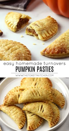 Pumpkin Pasties by The Toasty Kitchen #pumpkin #fall #autumn #harrypotter #harrypotterrecipe #recipe #pumpkinpasty #pasties #dessert #turnover #handpie #homemade Pumpkin Pasties Recipe, Pumpkin Tarts Recipe Easy, Pumpkin Pasties Harry Potter, Pumpkin Dessert Ideas, Pumpkin Turnovers, Pumpkin Tarts Recipe, Pumpkin Dessert Recipes, Harry Potter Themed Party, Pumpkin Pasties