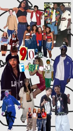 a collage of people in various outfits and numbers on their faces, with the words 90 below them