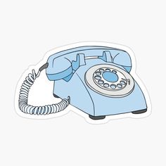 an old - fashioned phone sticker is shown on a white background, with the cord still attached