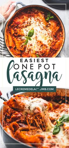 one pot casserole with cheese and spinach on top is shown in this postcard