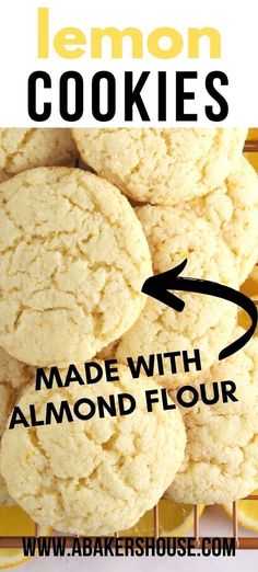 lemon cookies made with almond flour are shown in front of the words make with almond flour