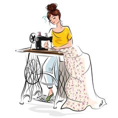 a woman sitting at a sewing machine