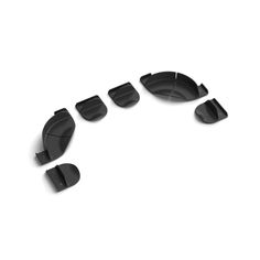 an image of black plastic parts on white background