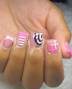 Acrylic Overlay Nails Short Pink, Birthday Nail Set Ideas Short Almond, Birthday Nail Designs Short Square, Birthday Nails For Kids, Kids Acrylic Nails Short, Short Purple Acrylic Nails, Short Nails For Kids, Kids Acrylic Nails, Kaws Nails