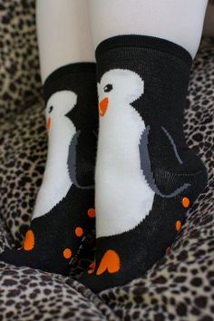 Penguin Slipper Socks | Sock Dreams Penguin Slippers, Fishnet Tights, Slipper Socks, Penguins, Polka Dots, Cute Animals, Tights, Slippers, Dots