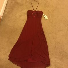 Strapless W/ Neck Straps And Gorgeous Beading. Brand New W/ Tags!!! Early 2000s Hoco Dresses, Red Strapless Dress Long, 2000 Dress, Wine Color Dress, Red Strapless Dress, Classy Fits, Prom Inspo, Red Dress Short, Sweetheart Dress