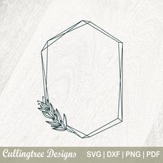 the outline of a hexagonal frame with an olive branch on it