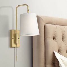 360 Lighting Luca Swing Arm Wall Lamps Set Of 2 Warm Brass Metal Plug-in Light Fixture White Fabric Shade For Bedroom Bedside Living Room Reading Home : Target Reading Living Room, Bed Drapes, Home Hallway, Plug In Wall Lamp, White Light Fixture, Indoor Swing, Hanging Pendant Lamp, Elegant Bedding, Wall Mounted Lamps