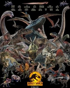 an image of dinosaurs and other animals in the movie dinosaur world, which is currently on dvd