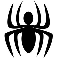 a black and white spider logo on a white background