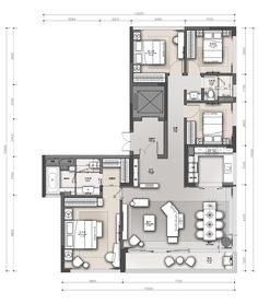 the floor plan for an apartment with two bedroom, one bathroom and another living room