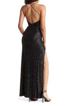 Sequins add sparkle to an open back dress that cuts a dramatic figure for any occasion. Scoop neck Sleeveless Sequin construction Imported Model stats: 5'10" height, 32" bust, 25" waist, 36" hip. Model is wearing size S Open Back Dress, Open Back Dresses, Navy Blazer, Back Dress, Dress Backs, Backless Dress Formal, Open Back, Nordstrom Rack, Scoop Neck