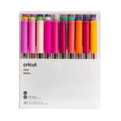 a box of cricut pens in assorted colors