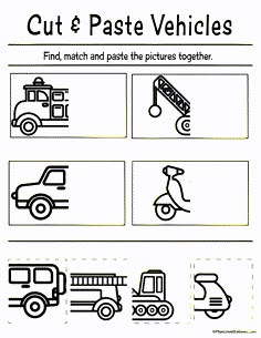 cut and paste vehicles worksheet