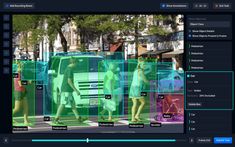 an image of people walking in front of a green truck with multiple images on it