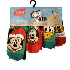 Disney Family Fun Christmas Crew Socks 4 Pairs New. Mickey Mouse, Minnie Mouse, Donald Duck And Pluto. The Foot Bottoms Say Peace, Love, Merry And Joy. Fits Men's Shoe Sizes 6.5 To 12, Lady's Shoe Sizes 7.5 To 13, Kids Shoe Sizes 7.5 To 3.5 And Toddler's Shoe Size 4 To 7.5. See Photos. Socks Advent Calendar, Tigger Disney, Disney Socks, New Mickey Mouse, Disney Monsters, Mickey Mouse Minnie Mouse, Mickey Mouse Christmas, Friends Christmas, Men's Shoe