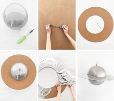 the process of making a diy christmas ornament out of paper and cardboard