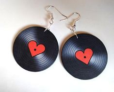 Vinyl Record Earrings, Record Earrings, Decoupage Earrings, Rockabilly Earrings, Music Earrings, Book Earrings, Retro Earrings, Food Earrings