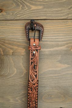 Flower Tooled Belt-Accessories-Crooked Horn Company, Online Women's Fashion Boutique in San Tan Valley, Arizona 85140 Tooled Belt, Tooled Leather Belts, Tool Belt, Tooled Leather, Leather Tooling, Leather Belt, Follow Us, Copper, Buckle