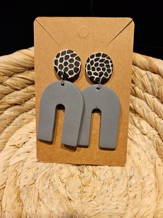 Cute drop earrings, great color combination! Handmade Gray Drop Earrings, Handmade Gray Dangle Earrings, Bold Black Drop Earrings, Gray Drop Earrings, Gray Dangle Earrings For Pierced Ears, Gray Dangle Earrings With Ear Wire, Gray Drop Earrings For Gift, Leopard Black, Gray Earrings