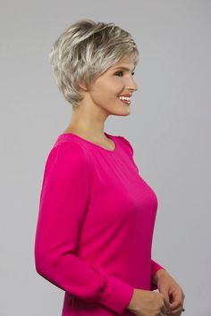 Iris Wig by Henry Margu | Mono Top Iris is a chic, modern short style offering a mono top and lace front for an amazingly natural appearance. The length on top and feathered sides create stunning appeal. Color Shown: 60/101GR | 38/56GR SKU: 4780 Collection: Naturally Yours Cap Style: Monofilament Top with Lace Front Cap Size: Average Weight: 2.10 ounces Fiber Lengths: Bang 3 1/2" | Eartab 3" | Nape 2" | Top 2 1/2 - 4 1/2" | Sides 2 1/2 - 4" | Back 2 1/2 - 4" Dark Brown Highlights, Dark Strawberry Blonde, Light Strawberry Blonde, Auburn Highlights, Strawberry Blonde Highlights, Platinum Blonde Highlights, Ash Blonde Highlights, Golden Blonde Highlights, Light Ash Blonde